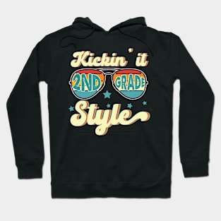 Retro Kickin It 2nd Grade Style Teacher Back To School Gift For Boy Girl Kids Hoodie